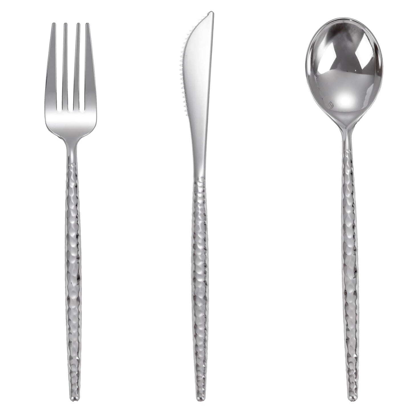 144-Piece Silver Disposable Cutlery Set for Parties and Weddings