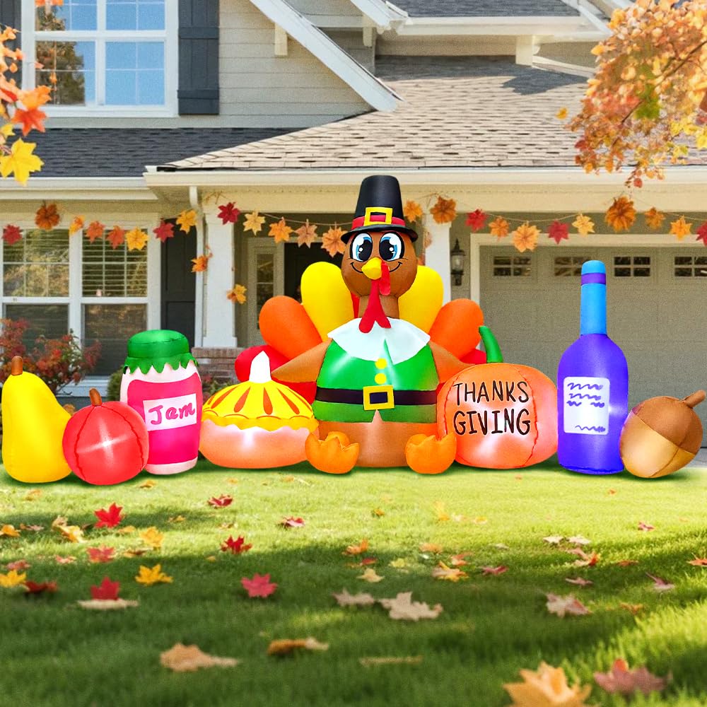 LED Inflatable Turkey and Pumpkin Thanksgiving Decoration
