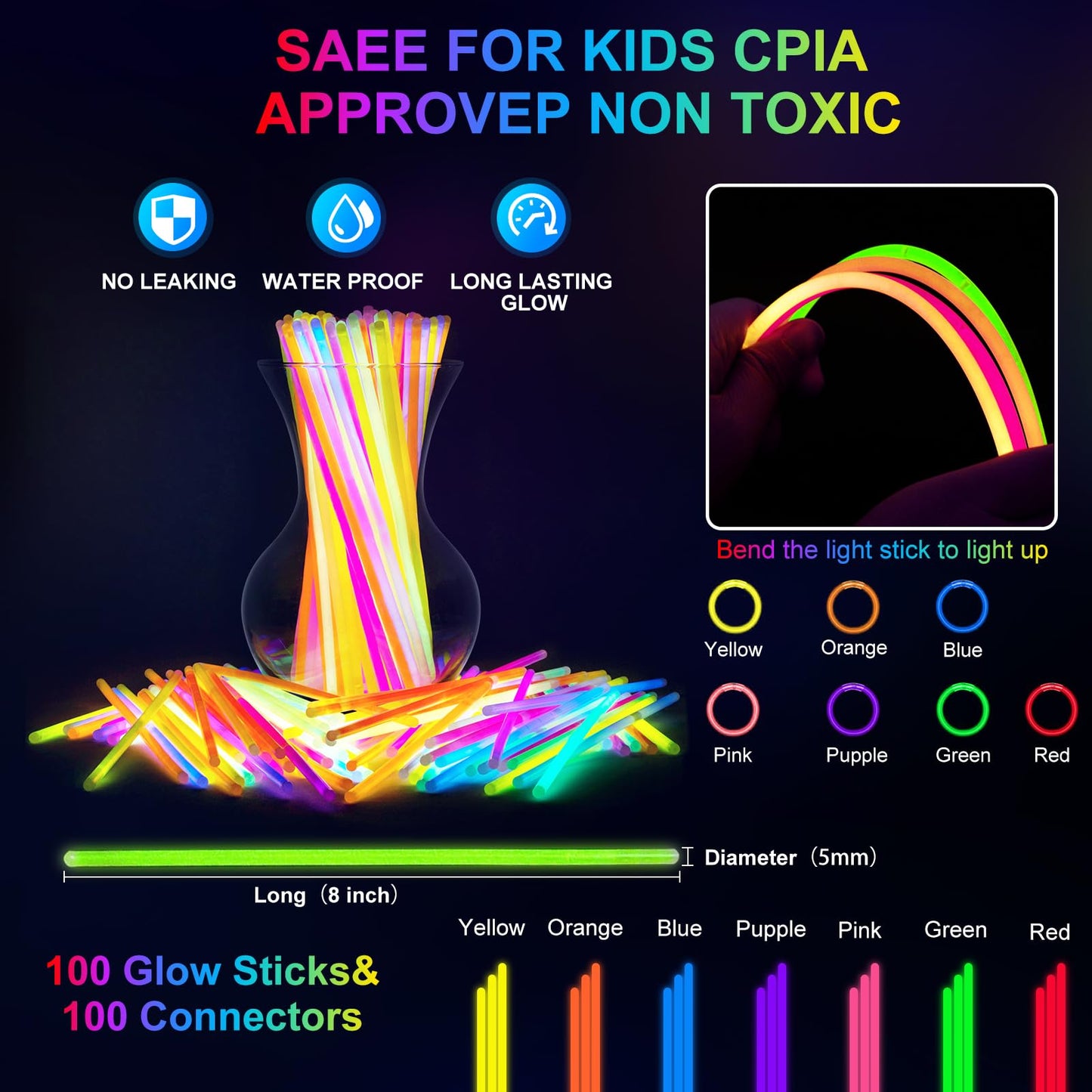 150-Piece Glow-in-the-Dark Party Supplies Set