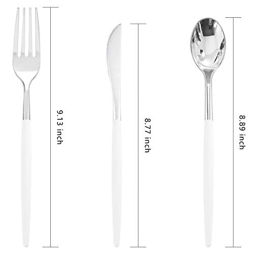 144-Piece Silver Disposable Cutlery Set for Parties and Weddings
