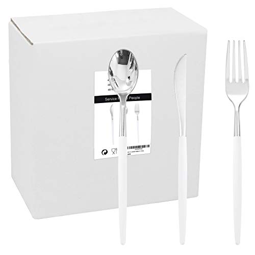 144-Piece Silver Disposable Cutlery Set for Parties and Weddings