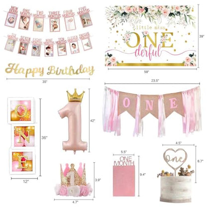 Baby Girl First Birthday Balloon Decoration Set