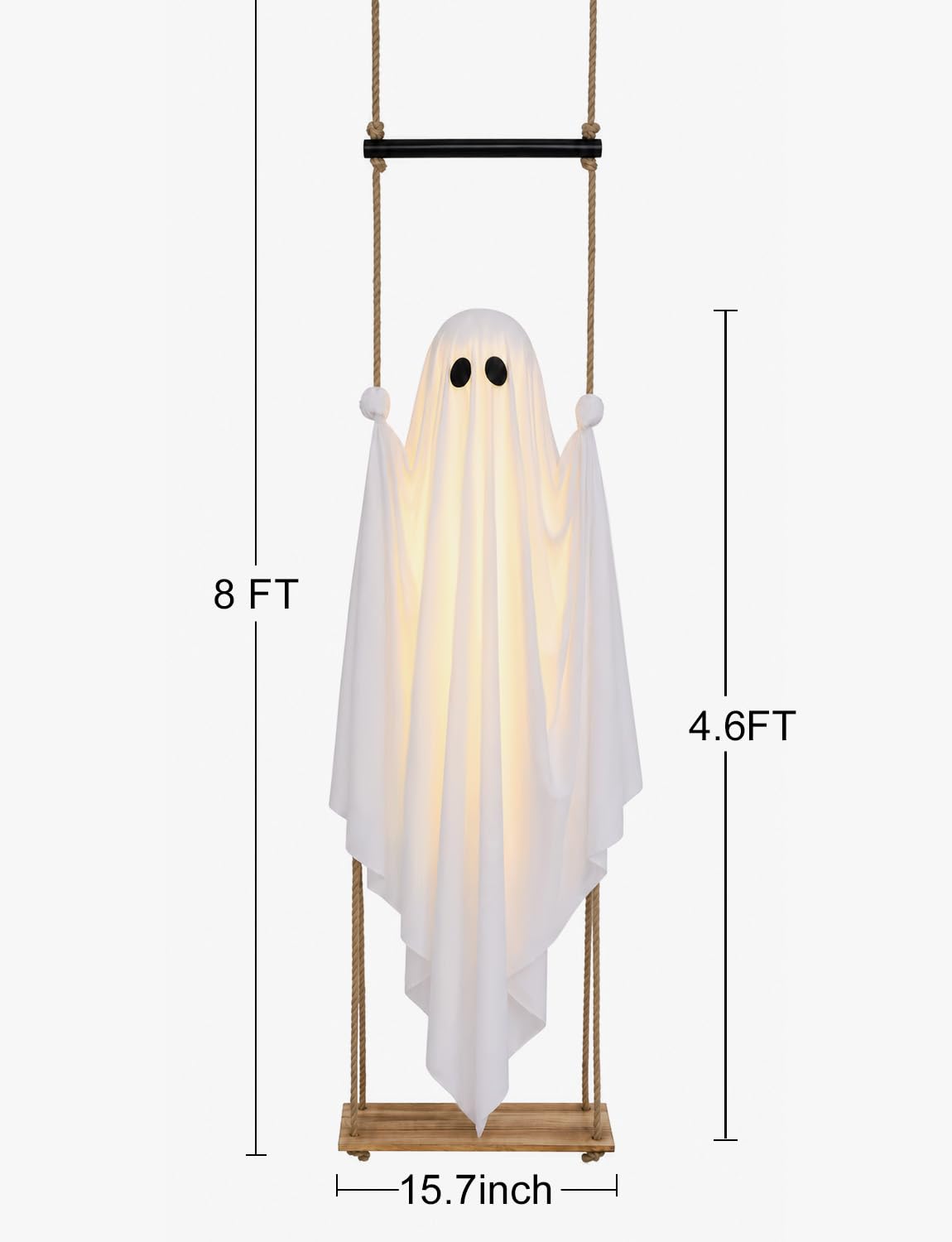 Lighted Hanging Swing Ghost Halloween Yard Decoration