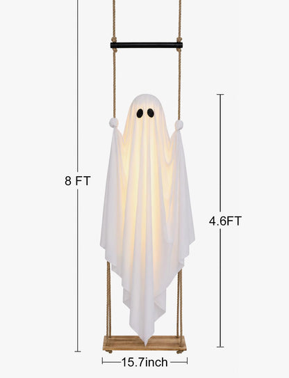 Lighted Hanging Swing Ghost Halloween Yard Decoration