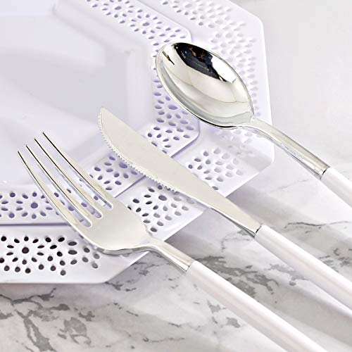 144-Piece Silver Disposable Cutlery Set for Parties and Weddings