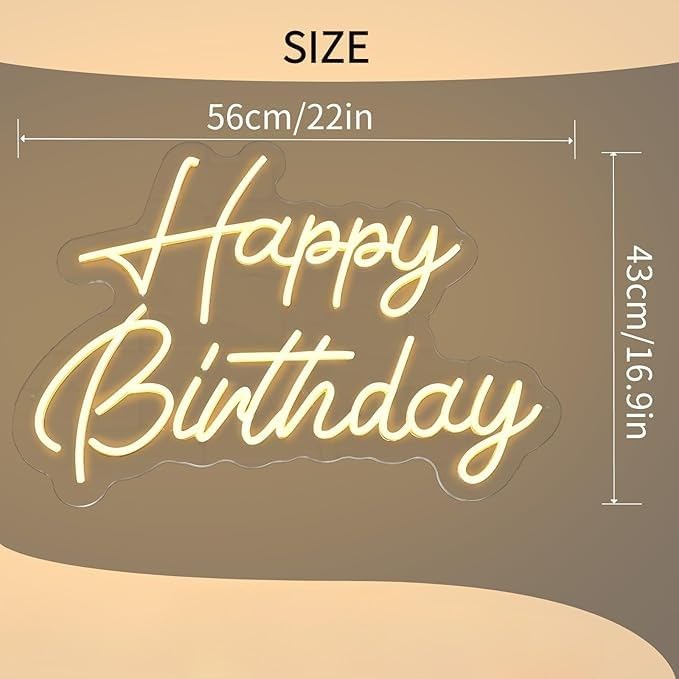 22-Inch Dimmable LED Happy Birthday Neon Sign