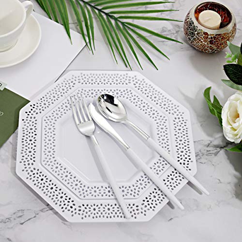 144-Piece Silver Disposable Cutlery Set for Parties and Weddings