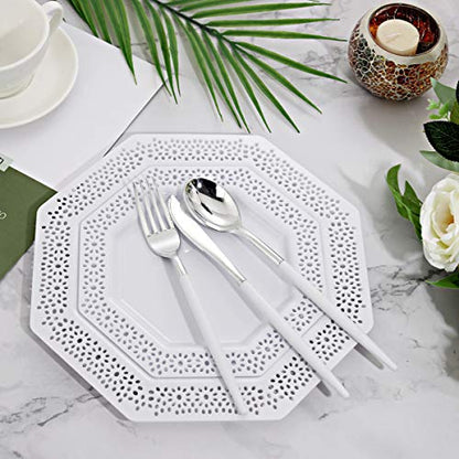 144-Piece Silver Disposable Cutlery Set for Parties and Weddings