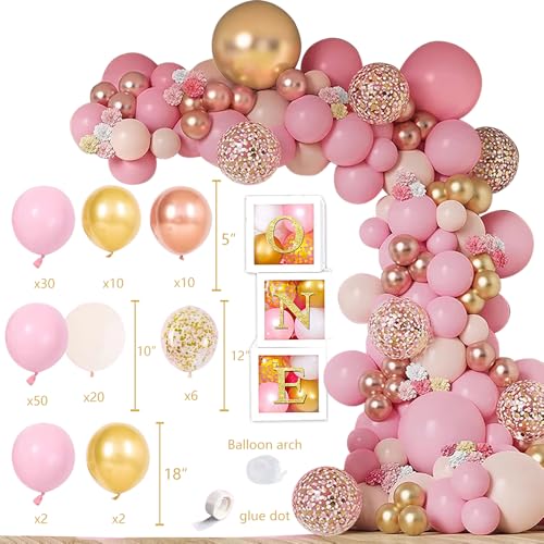 Baby Girl First Birthday Balloon Decoration Set