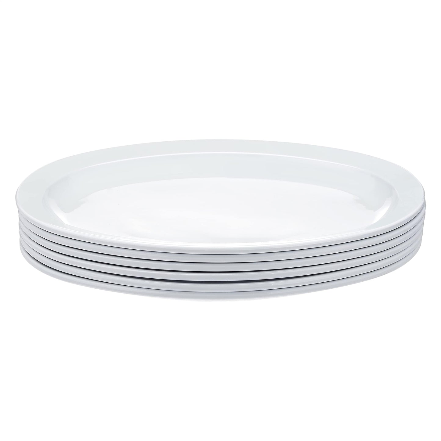 Set of 6 White Melamine Oval Serving Platters, 13-Inch
