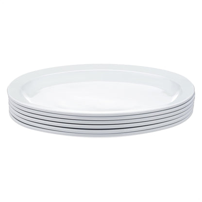 Set of 6 White Melamine Oval Serving Platters, 13-Inch