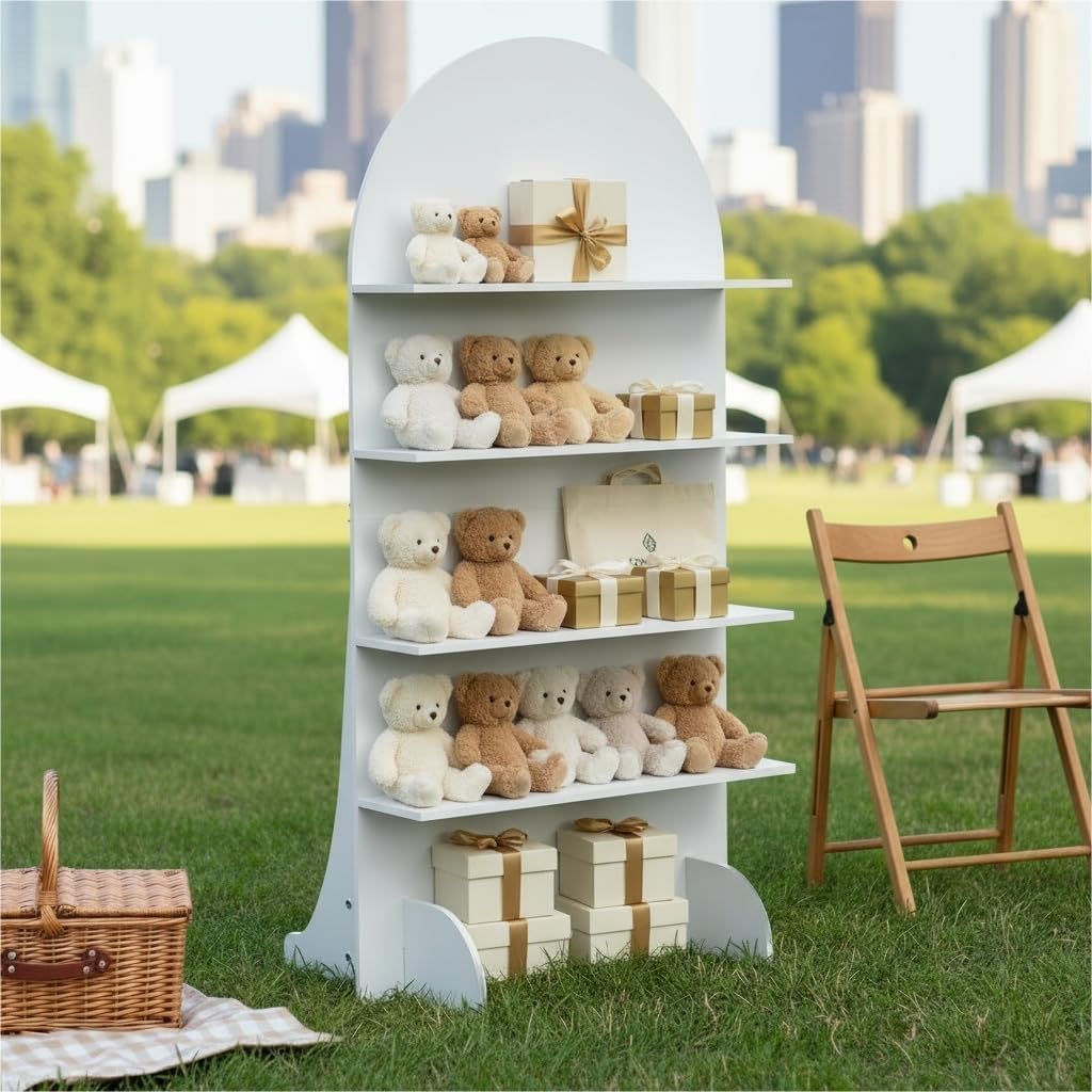 6FT Wooden Wedding Gift Display Arch, Original Design 4-Tier Champagne Wall