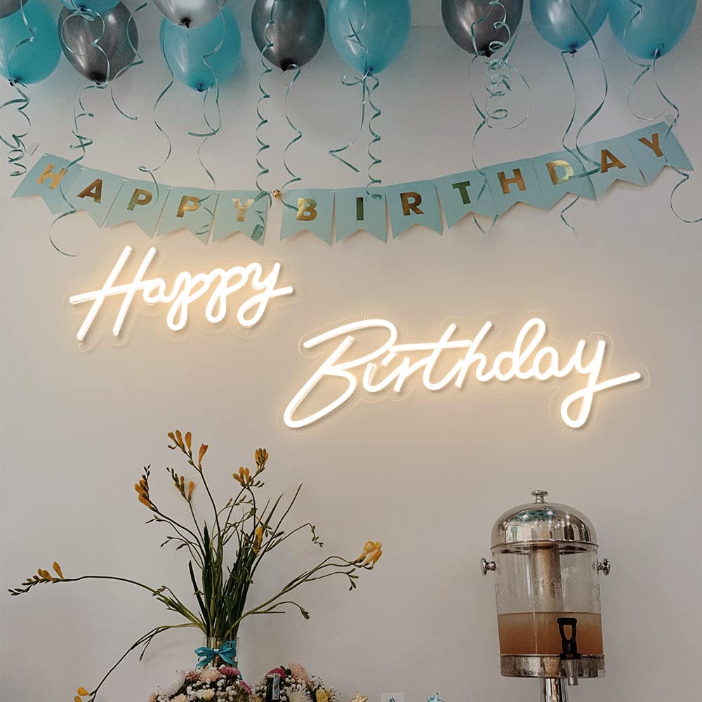 2-Piece Large Dimmable LED Happy Birthday Neon Sign