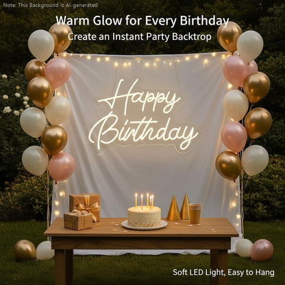 22-Inch Dimmable LED Happy Birthday Neon Sign