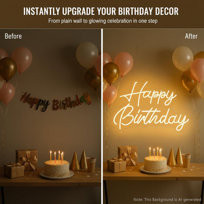 22-Inch Dimmable LED Happy Birthday Neon Sign