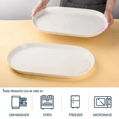 Set of 2 Large 16-Inch Oval Ceramic Serving Platters
