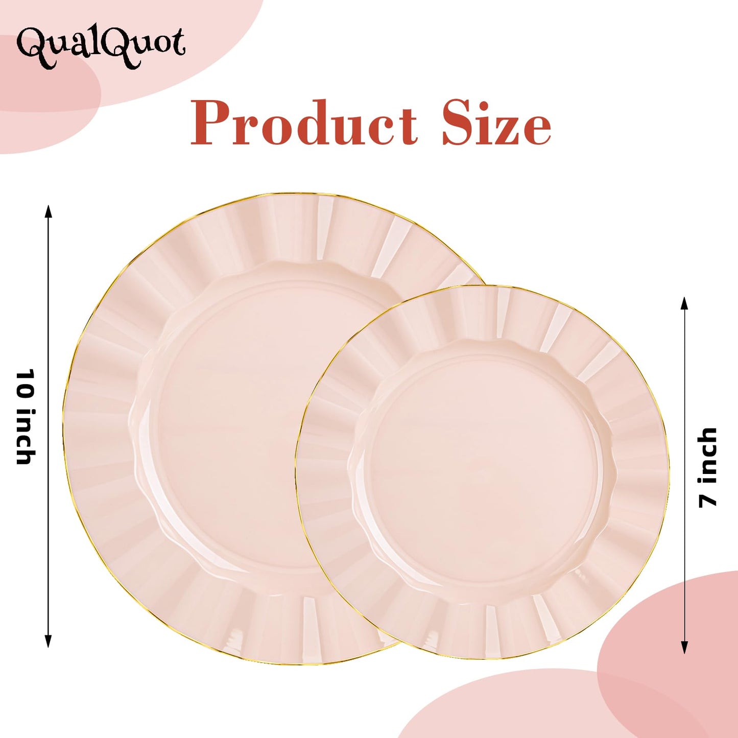 120-Piece White Gold Disposable Plastic Plate Set