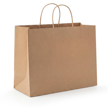 OUTUXED 110pcs 16x6x12in Brown Paper Bags with Handles, Large Gift Bags