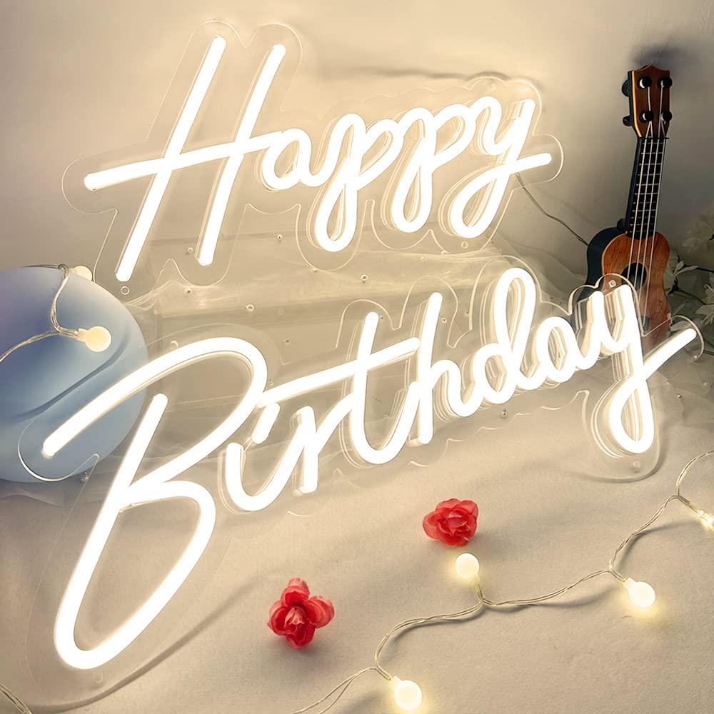 2-Piece Large Dimmable LED Happy Birthday Neon Sign