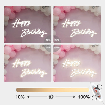2-Piece Large Dimmable LED Happy Birthday Neon Sign