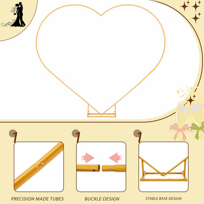 Metal Heart Wedding Arch Stand with Base for Events & Backdrops