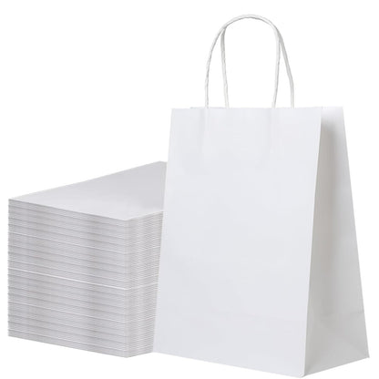 50-Pack Brown Paper Gift Bags with Handles, Medium Size