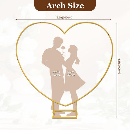 6.6 Ft Heart-Shaped Metal Arch Stand with Water Bag