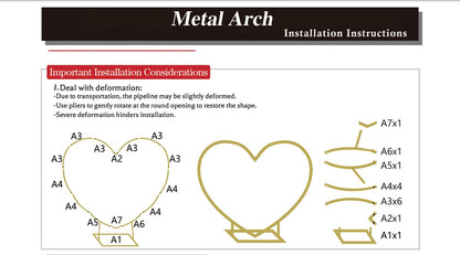 6.6 Ft Gold Metal Heart Arch Stand for Weddings & Events