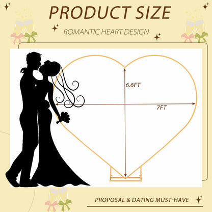 Metal Heart Wedding Arch Stand with Base for Events & Backdrops