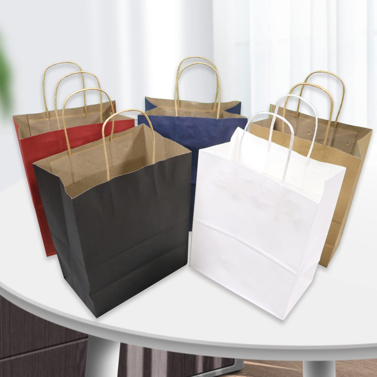 50-Pack Brown Paper Gift Bags with Handles, Medium Size