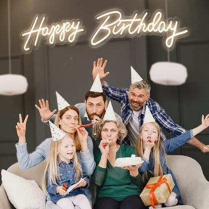 2-Piece Large Dimmable LED Happy Birthday Neon Sign