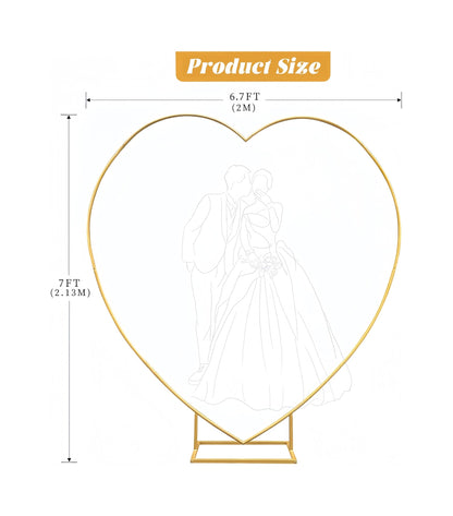 6.6 Ft Gold Metal Heart Arch Stand for Weddings & Events