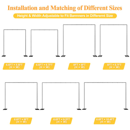 8 Ft Heavy-Duty Adjustable Metal Backdrop Stand for Events