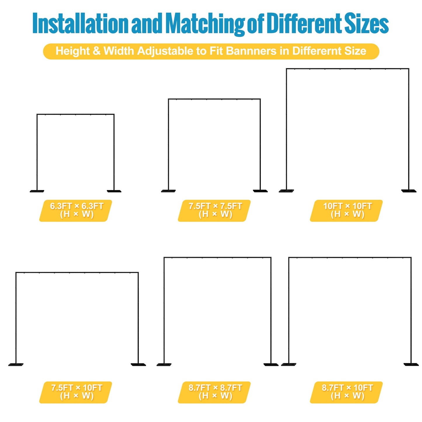 10 x 10 Ft Heavy-Duty Metal Backdrop Stand for Events