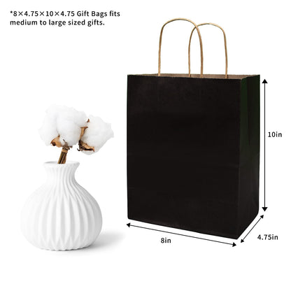 50-Pack Brown Paper Gift Bags with Handles, Medium Size