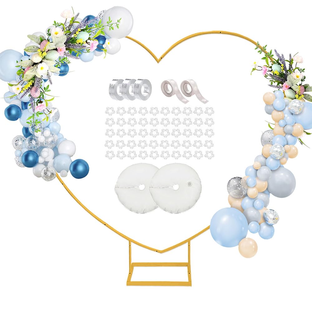 6.6 Ft Heart-Shaped Metal Arch Stand with Water Bag