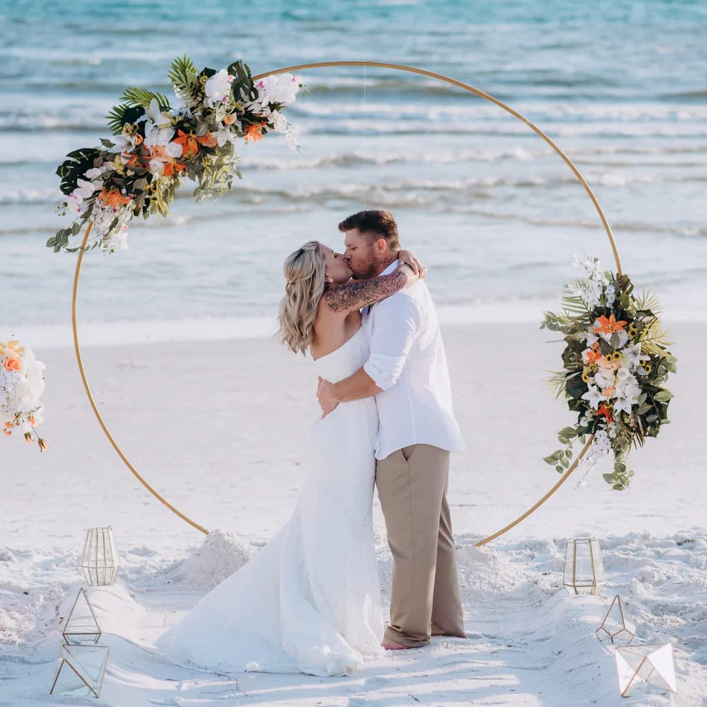 Gold Round Metal Balloon Arch and Backdrop Stand