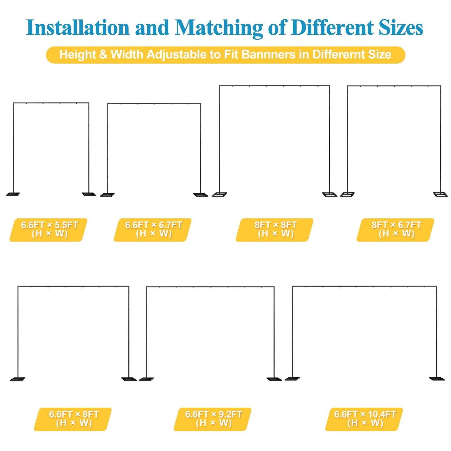 Heavy-Duty Gold Metal Backdrop Stand for Weddings & Events