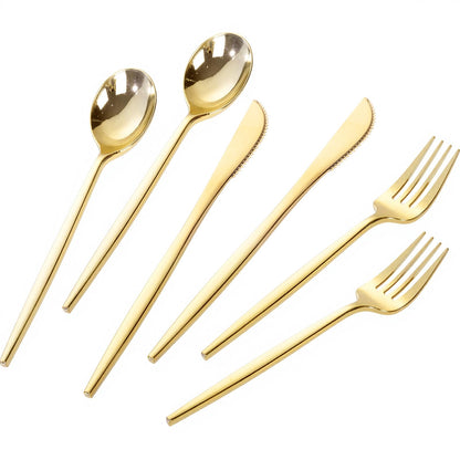 PULOTE 300PCS Plastic Silverware - Heavy Plastic Cutlery Set