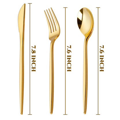 PULOTE 300PCS Plastic Silverware - Heavy Plastic Cutlery Set