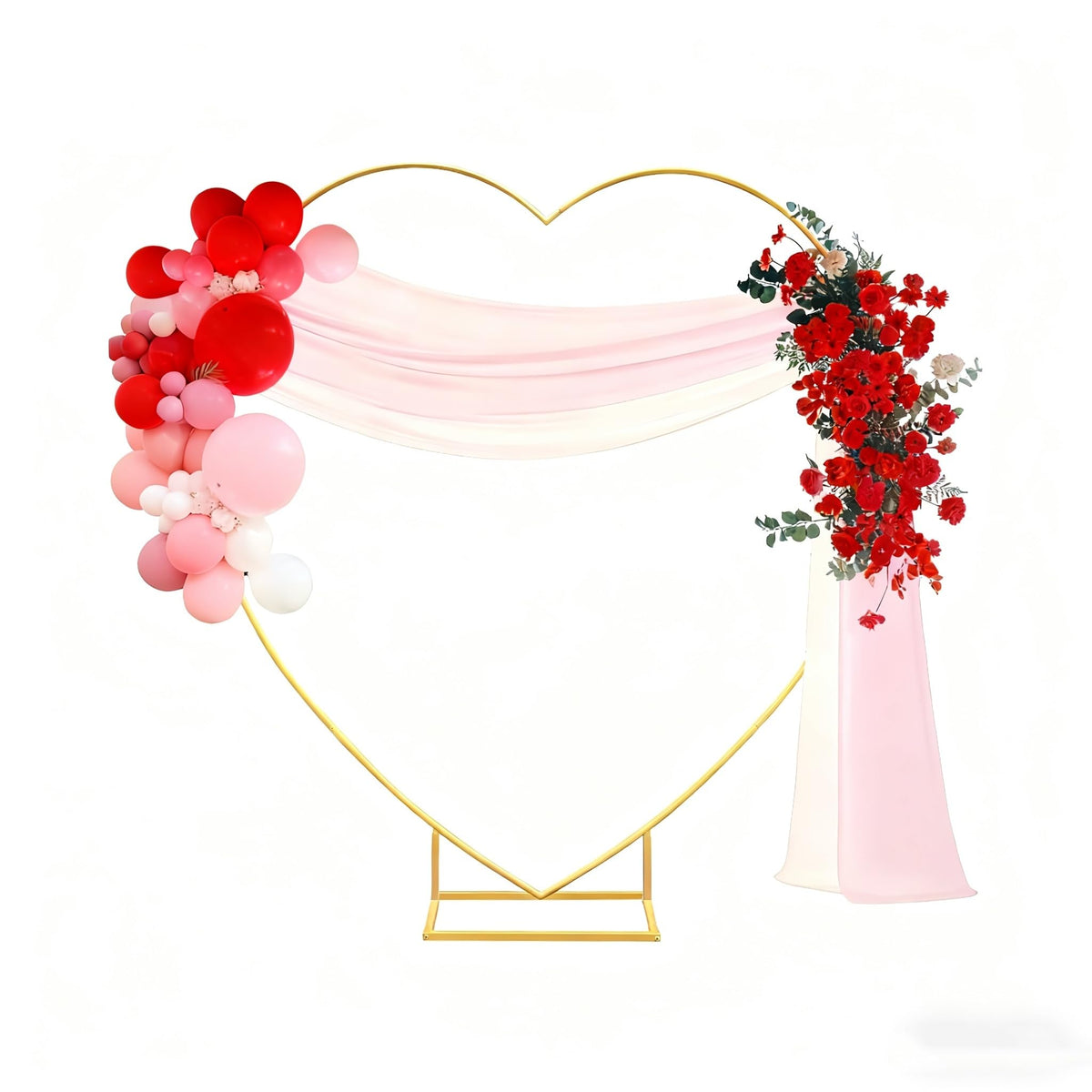 6.6 Ft Gold Metal Heart Arch Stand for Weddings & Events