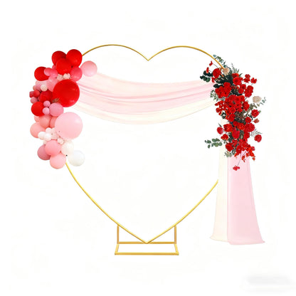 6.6 Ft Gold Metal Heart Arch Stand for Weddings & Events