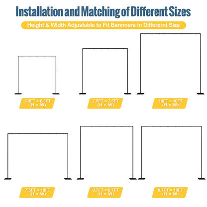 10 x 10 Ft Adjustable Gold Square Backdrop Stand for Events