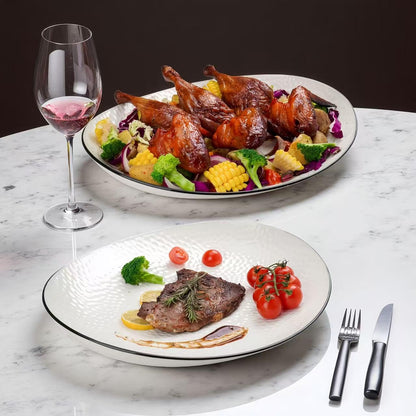 Large White Ceramic Serving Platter for Appetizers and Entertaining