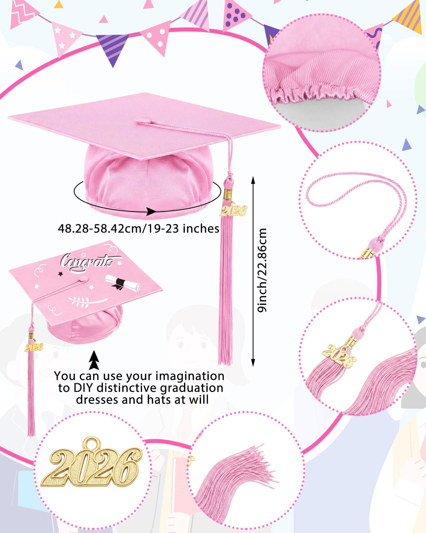 6-Set Preschool Graduation Cap and Gown with 2026 Tassels