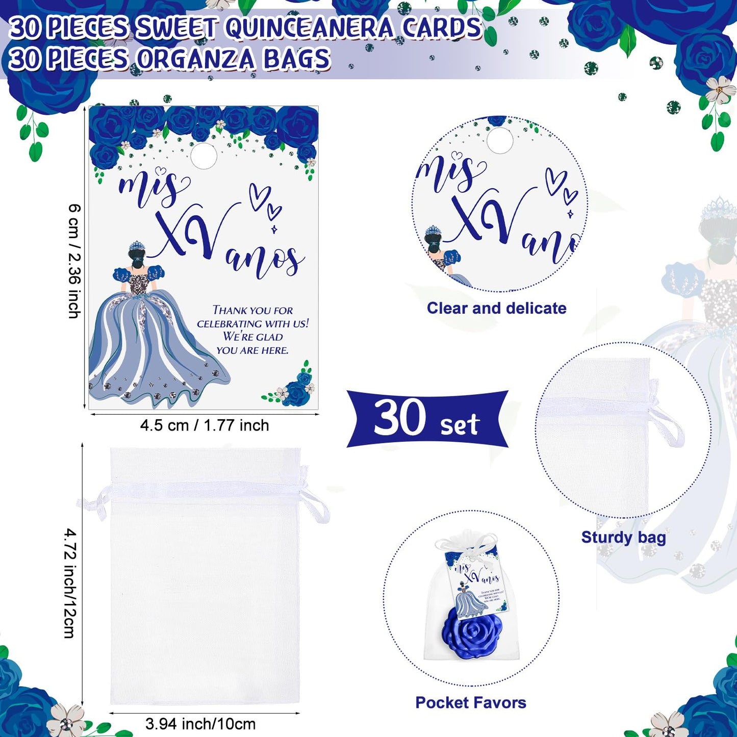 Rose Compact Mirror Party Favors with Cards and Organza Bags