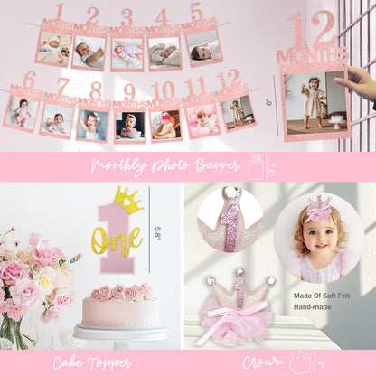122-Piece Princess First Birthday Party Decoration Set