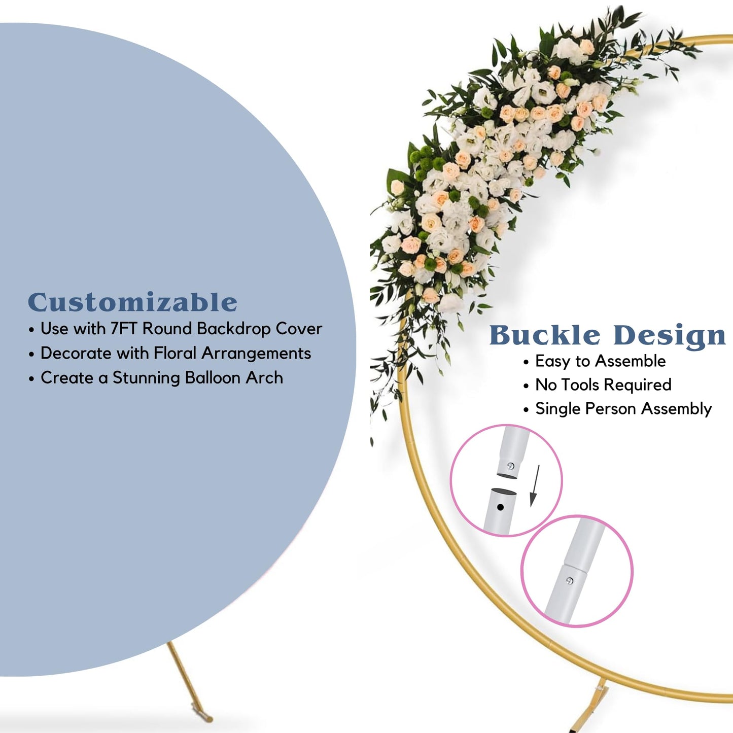 6.5 Ft Round Metal Balloon Arch and Backdrop Stand