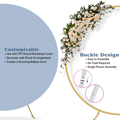 6.5 Ft Round Metal Balloon Arch and Backdrop Stand