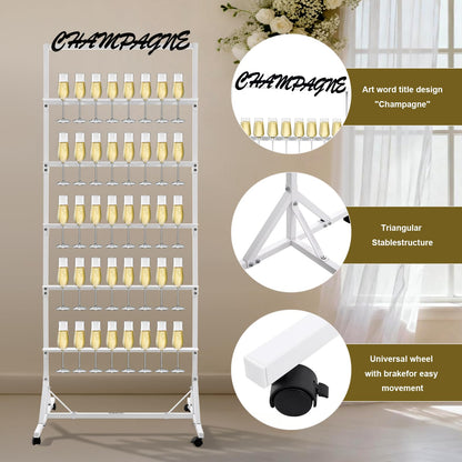 5-Tier Metal Champagne Wall Holder for 40 Glasses